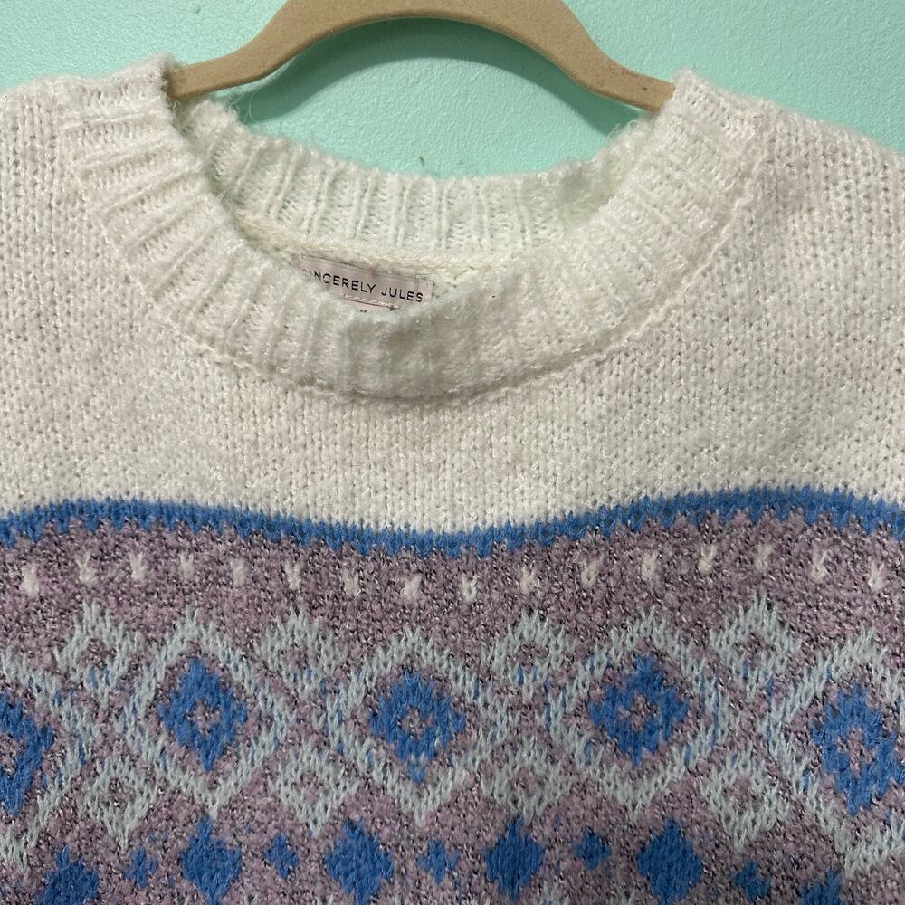 Sincerely Jules Blue Sharlene Wool blend bell Sleeve Sweater Women Medium‎ - Picture 6 of 6